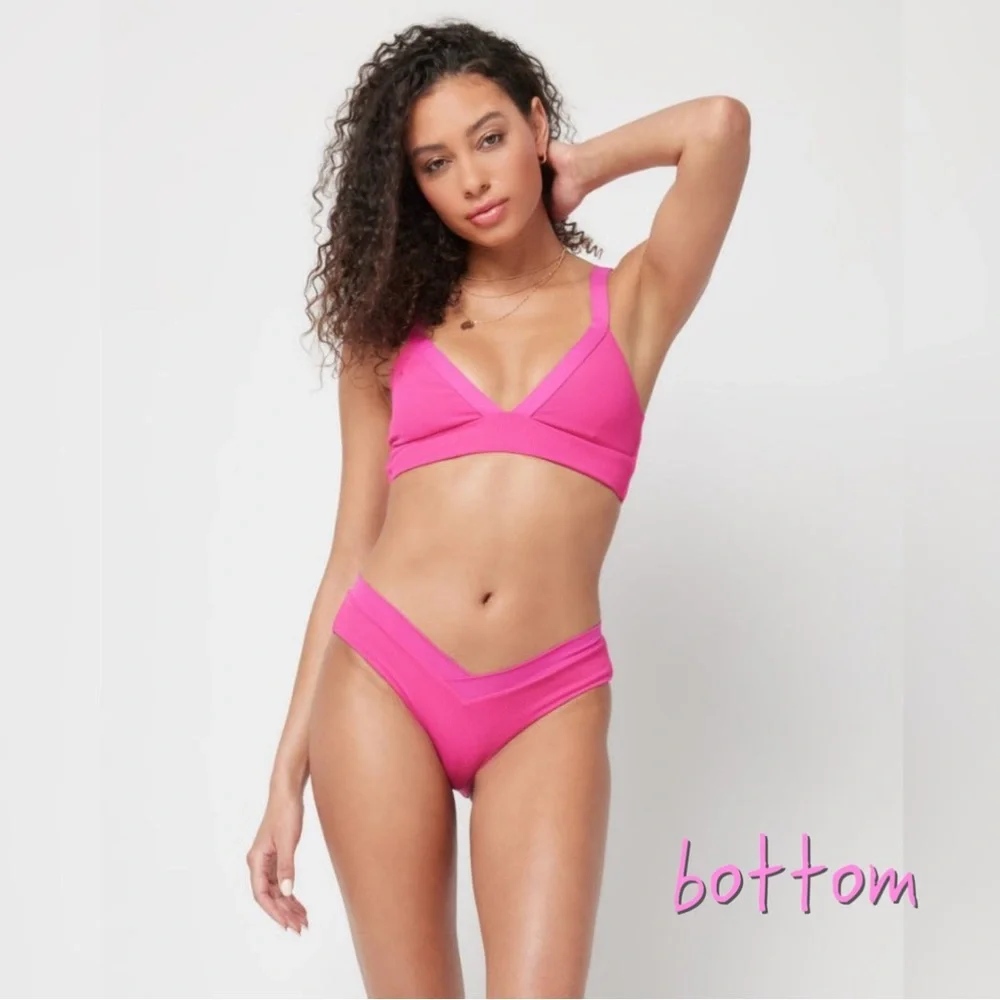 L*Space 🩷 Barbie Pink V-Neck Wire Helena Bikini Top | Cheeky Bottoms